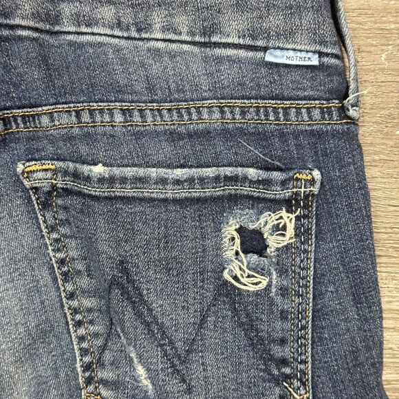 Mother The Looker Ankle Step Fray Distressed Blue Jeans Women Sz 26 Stretch Jeg - Picture 8 of 8
